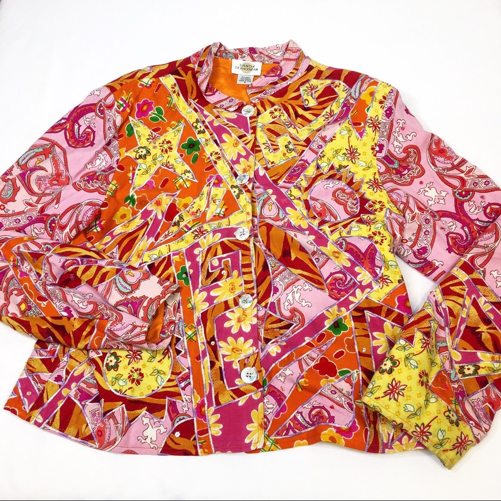Sandy Starkman Bold Vibrant Mixed Media Jacket S